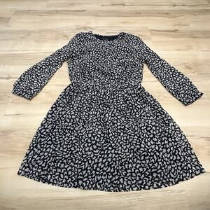 Club Monaco Women 0 Bishhuppe Dress Long Sleeve Elastic Waist Abstract Black